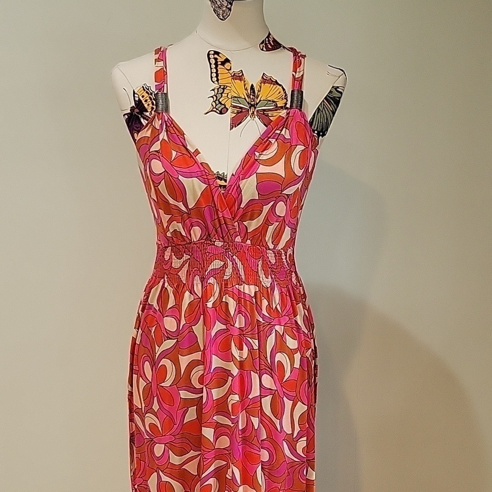 LASCANA red pink maxi dress. Size 6. Metal ring accent.